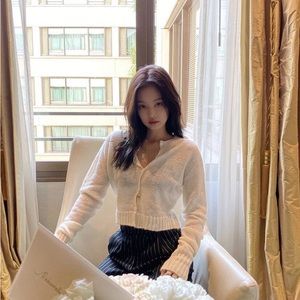 Mohair Ribbed Cardigan from Danielle Guizio (Small)